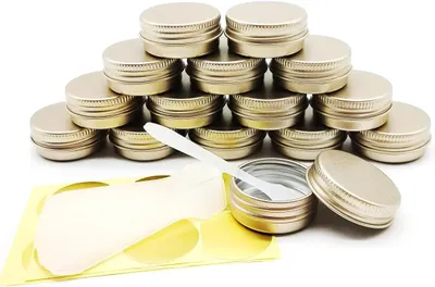 Imagen del producto de Latas de aluminio redondas, de 15 ml, paquete de 15 unidades, con tapa de rosca, para cosméticos