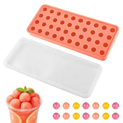 Eiswürfelform 40 Mini-Kugeln mit Deckel, Silikon, lebensmittelecht