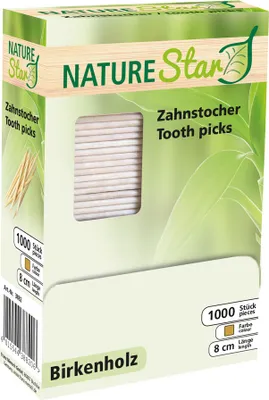 Zdjęcie produktu dla 20x NATUREStar 3882 Bio Zahnstocher lose in der Spenderbox 80 mm Holz