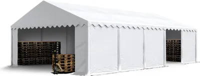 Produktbild von TOOLPORT Lagerzelt 5x10 m Industriezelt Unterstand PVC Plane 750 N weiß mit Bodenrahmen