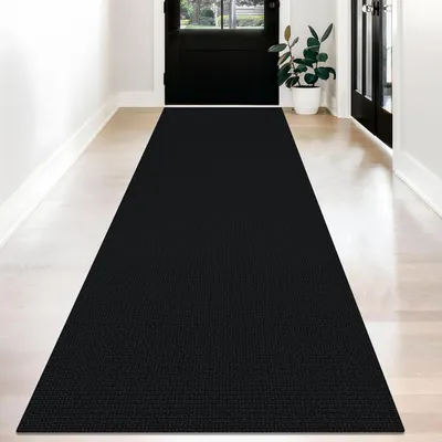 Obrázek produktu pro Pratelné běhouny do chodby nebo kuchyně, rozměry 91 x 366 cm, protiskluzové, černé