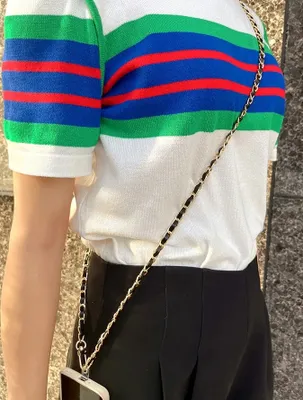 Produktbild von Eleganter Schlüssel- und Telefonanhänger mit Lanyard, Schwarz/Gold, /Metall, 120 cm