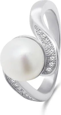 Obrázek produktu pro Okouzlující stříbrný prsten s pravou perlou RI061W - Obvod: 58 mm