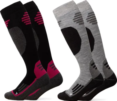 Produktbild von Occulto Herren & Damen Merino Skisocken 2er Pack (Modell: Toni) Gry-Pnk 35-38
