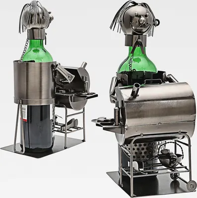 Produktbild von Weinflaschenhalter 'Griller' für Weinflaschen │ 17,5x20x18cm Metall │Weinflasche Bierflasche Flaschenständer
