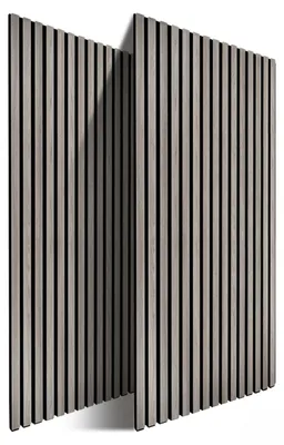 Zdjęcie produktu dla Panele akustyczne Relaxdays, zestaw 2 szt., 120 x 60 cm, izolacja akustyczna i okładzina ścienna, fornir dębowy, panele ścienne, ciemnoszare