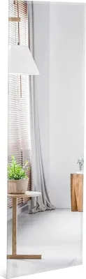 Produktbild von Ganzkörperspiegel - Wand- und Türspiegel - 110 x 38 cm - Zum Aufhängen - Für Kleiderschrank, Schlafzimmer, Wohnzimmer - Weiß