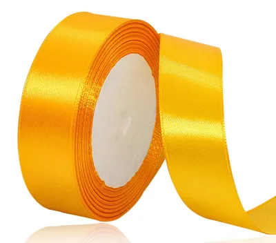 Satijnband 25 mm x 22 m, gelb, einfarbig, Polyester