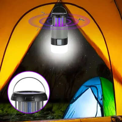 Obrázek produktu pro solární zabiják hmyzu 2 v 1, elektrická lampa na komáry, USB dobíjecí past na hmyz