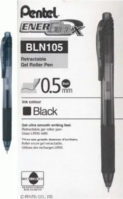 Produktbild von Pentel EnerGel-X, Ausziehbarer Gelschreiber, Schwarz, Schwarz, Kunststoff, Rund, Beidhändig
