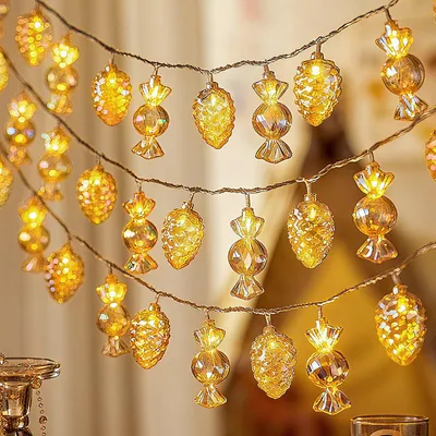 Lichtkette mit Tannenzapfen, 3 m, 20 LEDs, warmweiß, batteriebetrieben