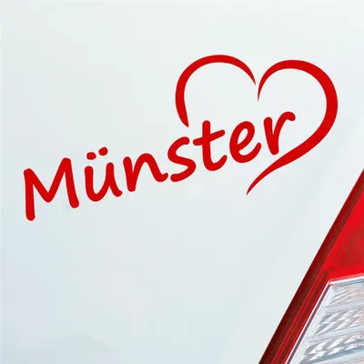 Produktbild von Auto Aufkleber Münster Herz Heart Stadt City Liebe Love 18,5x8 cm Rot Sticker Heckscheibenaufkleber