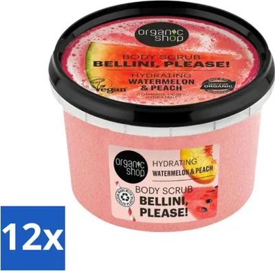 Produktbild von Organic Shop - Körperpeeling Wassermelone & Pfirsich - Feuchtigkeit und Frische - 250 ml - Vorteilspack - 12 Stücke