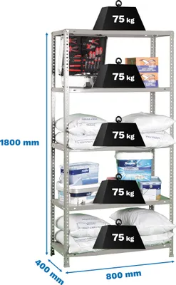 Produktbild von Metallregal ADVANTAGE MINI 5/400 CINZA