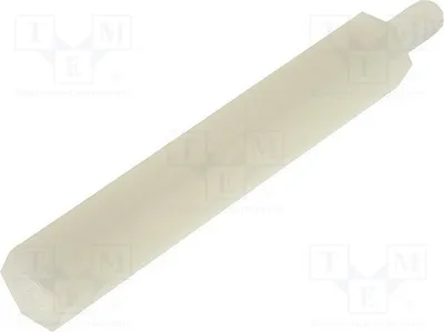Obrázek produktu pro Distanční spojka se závitem; šestihranná; polyamid; M3; M3; 33 mm. Plastové distanční objímky TP-33