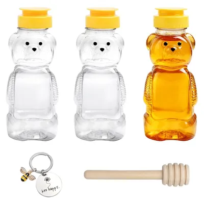 Honigspender Bär 250 ml 3er Set mit Honigstab & Anhänger