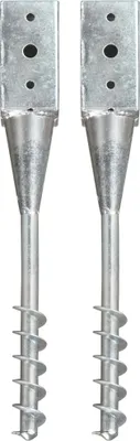 Obrázek produktu pro The Living Store Zemní hroty 2 ks Silver 7×7×56 cm Pozinkovaná ocel