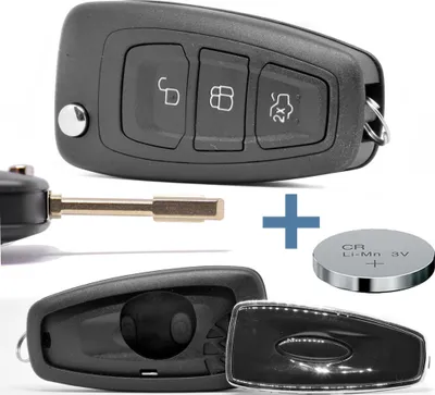 Produktbild von Klapp Schlüssel Gehäuse Funkschlüssel Fernbedienung Autoschlüssel FO21 Rohling + Batterie kompatibel mit Ford