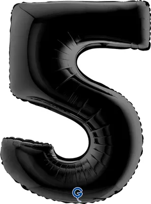 Produktbild von Riesenzahl Folienballon 40"/102cm | Schwarz Zahl: 5