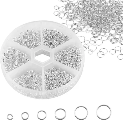 Produktbild von Biegeringe Edelstahl, Biegeringe Silber 3-8 mm, Spaltringe Schmuckherstellung, 1050 Stück Metall Sprungringe Set, Reparatur Kettenringe Schmuck, DIY Sprung Ringe für Halskette Armbänder (Silver) Silver