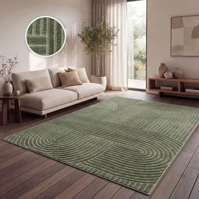 Immagine prodotto di Tappeto per esterni resistente alle intemperie Balcone Soggiorno Scandinavo Boho Unicolore Verde Dimensioni 120x160 cm