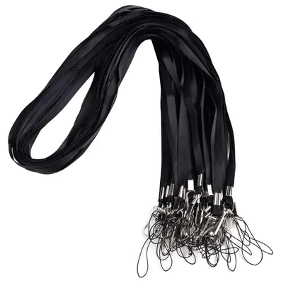 Image de Longs cordons pour badges, lot de 30, avec mousqueton, pour badges et clés (noirs)
