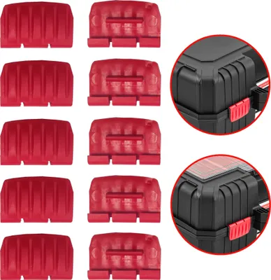 Produktbild von 10 Stück. Spannverschluss Set Kunststoff Verschluss für Werkzeugkasten KHV40 Heavy 40 Toolbox Kistenberg Rot 50 x 30 mm Kistenverschluss Koffererschluss für Elektrowerkzeug Organizer