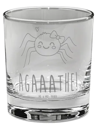 Produktbild von Mr. & Mrs. Panda Glas Spinne Agathe Freude - Transparent - Geschenk, gravur, Beliebte, Longdrinkglas, Cocktailglas, Trend, Viral, Viraler Hit, Trinkglas, Tumbler