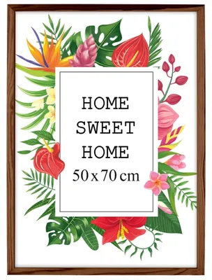Obrázek produktu pro Rám na fotografie MG Design Braun, rozměr 50 x 70 cm – vyrobený z pravého dřeva s akrylovým sklem, vhodný k zavěšení i k postavení, pro fotografie, plakáty a puzzle