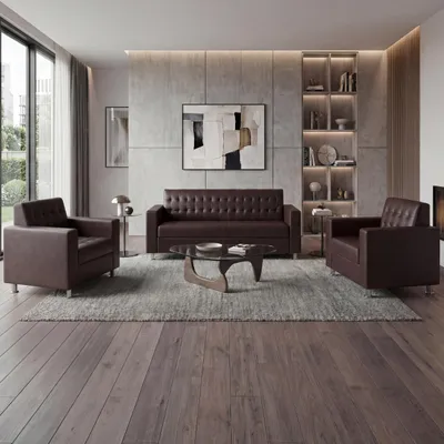 Produktbild von 3-1-1 Sofagarnitur Kunda, Couch Loungesofa Kunstleder, Metall-Füße  coffee