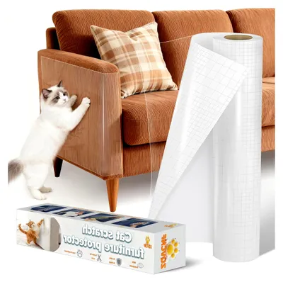 Produktbild von Transparente Katzen-Kratzschutzfolie 43cm x 5m: Selbstklebendes Anti-Kratz-Tape für Möbel, Wände und Sofas - Flexibler Kratzschutz gegen Katzenkrallen - Reißfest und unsichtbar