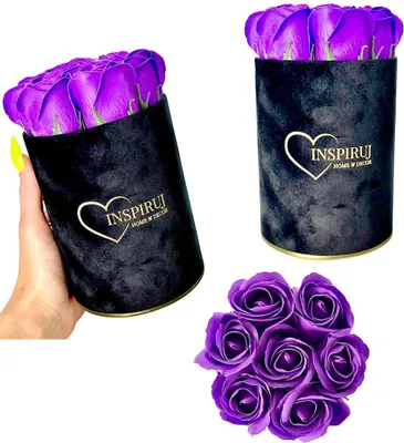 Image de Flowerbox Inspiruj - Boîte noire avec roses savonneuses - N° 4 violet foncé