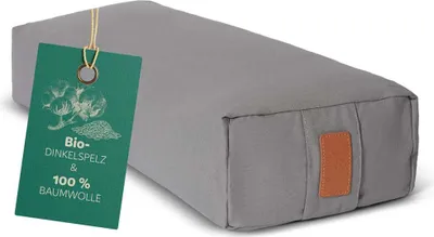 Produktbild von #DoYourYoga Yoga-Bolster Paravati - gefüllt mit Dinkelspelz - 67x22x13cm - Zementgrau