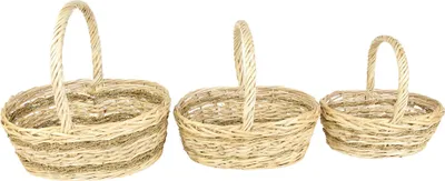 Produktbild von 3x Bügelkorb Weide Seegras Maisstroh braun