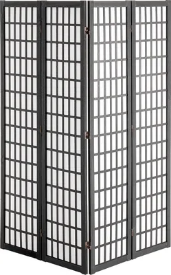 A four-panel room divider with a grid pattern.