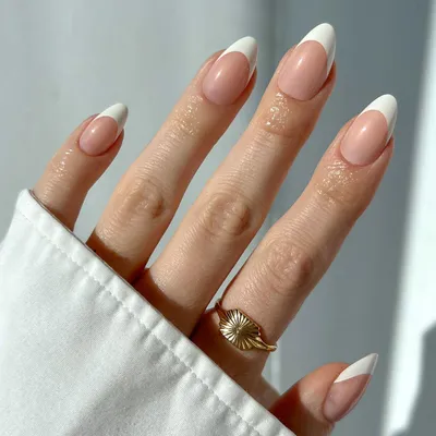 Produktbild von Minicee Press On Nägel Almond French 24 Stück UV Gel Nageltips Set