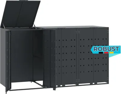Produktbild von Mülltonnenbox GORILO für 3 Tonnen Anthrazit 207x79x117 cm Stahl | Mülltonnenverkleidung 3er Mülltonnenhaus