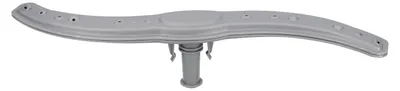 A gray dishwasher spray arm shown from a side angle against a white background.
