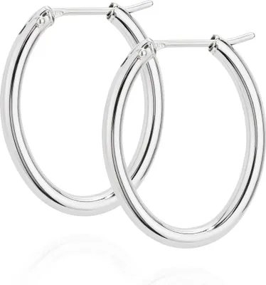 Produktbild von Paar Oval Klappcreolen 925 Silber zeitlose Creolen 30x24mm klassische Ohrringe