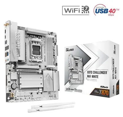 Produktbild von ASRock X870 Challenger WiFi White AM5 ATX HDMI/USB-C - Mainboard - AMD Sockel AM5 (Ryzen Zen4)