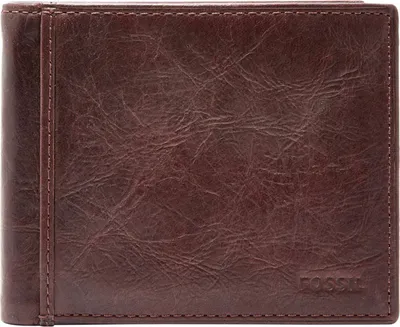 Image de FOSSIL Cuir étui pour carte de crédit Ingram Bifold With Flip ID Brown brun