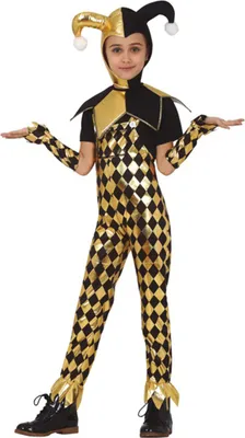 Produktbild von Goldenes Harlekinkostüm für Mädchen 5 bis 6 Jahre (110-115 cm)