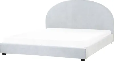 Produktbild von BELIANI Polsterbett Hellblau Chenille Stoff Gepolstert 180 x 200 cm Lattenrost Hohes Kopfteil Klassisch Minimalistisch Schlafzimmer