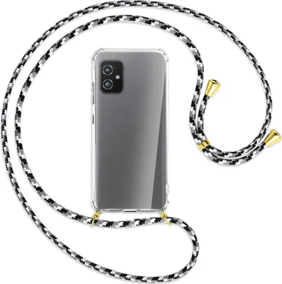 Produktbild von Handykette Backcover-Schutzhülle mit Band (Metall goldfarben) für Asus Zenfone 8 - schwarz/grau/weiß
