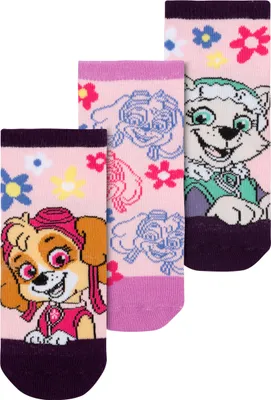 Produktbild von Paw Patrol Socken für Mädchen - Skye & Everest Kinder Sneaker Kindersocken Söckchen Rosa (3er Pack), Größe:23-26