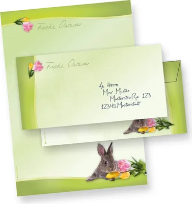 Produktbild von Briefpapier Set A4 Osterhase (500 Sets ohne Fenster) 500 Briefbogen + 500 Umschläge Ostern