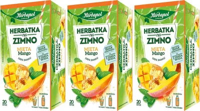 Produktbild von Herbapol Minze Mango Tee 60 Teebeutel - Kaltaufguss Früchtetee kalt aufgießen