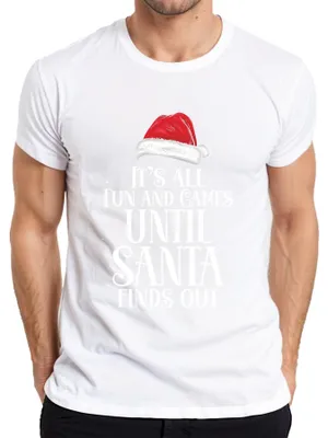 Produktbild von It's all fun and games until Santa finds out - Weihnachten Herren T-Shirt, Weiß, L