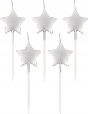 Produktbild von Star Metallic Silver Silberne Geburtstagskerze Set 5 Stk
