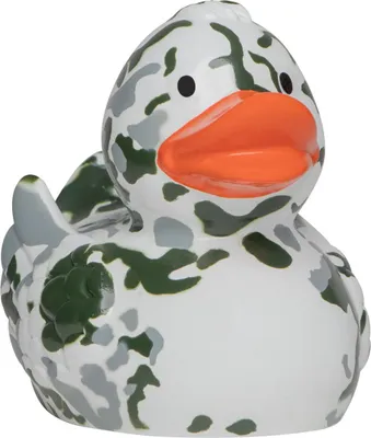 Produktbild von Tarnflecken weiß Armee Bundeswehrente Berufsente Quietscheente Badeente ca. 8 cm gross